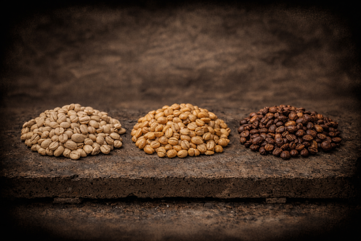 Green coffee beans showing density differences between processing methods